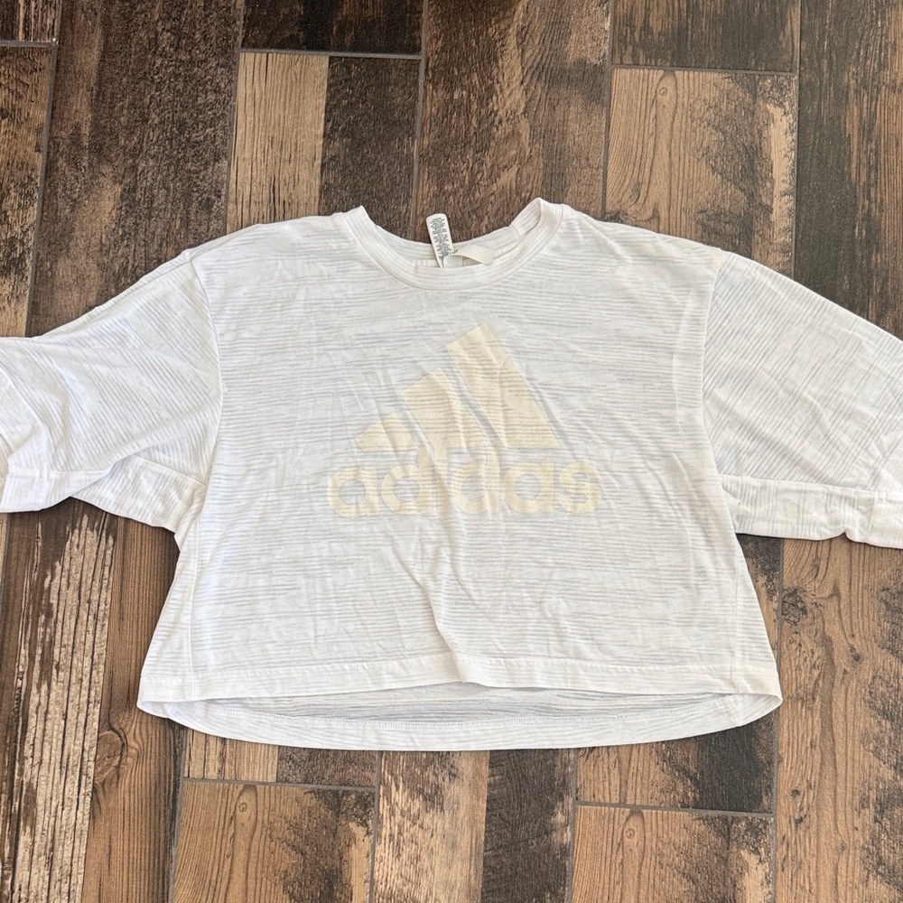 adidas Women’s Crop Logo Tee in White